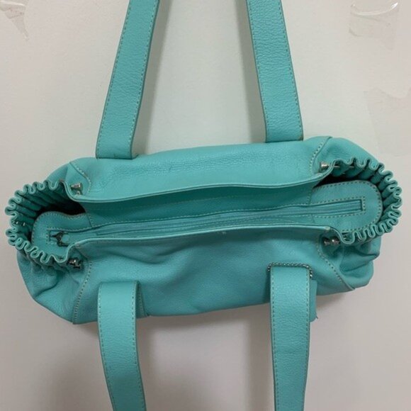 CNKW Genuine Leather Classy Teal Color Handbag - Picture 4 of 12